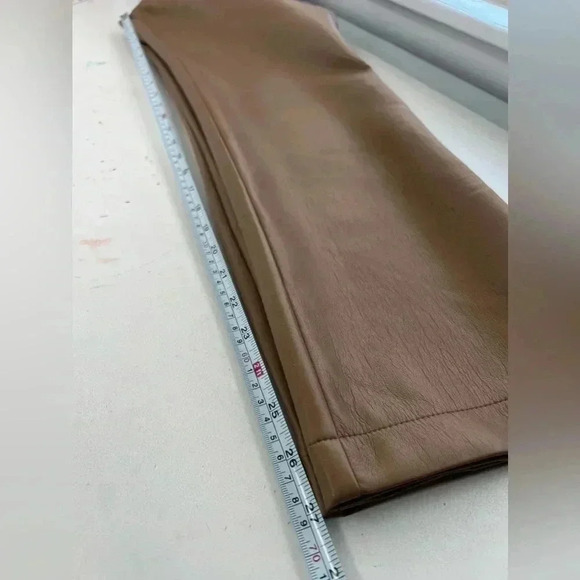 Aritzia Wilfred Viral The Melina Ankle Vegan Leather Pants Constant Camel Sz 4 - Picture 14 of 15